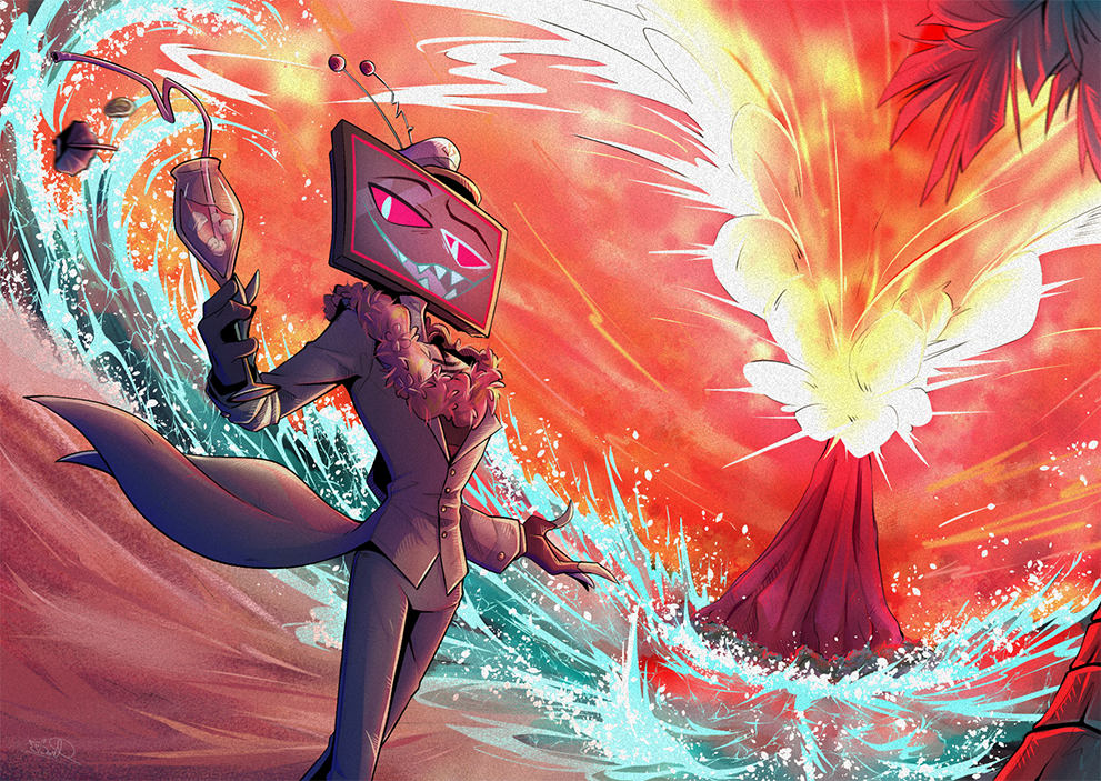 Scene from "Hazbin Hotel" in my style 2024
