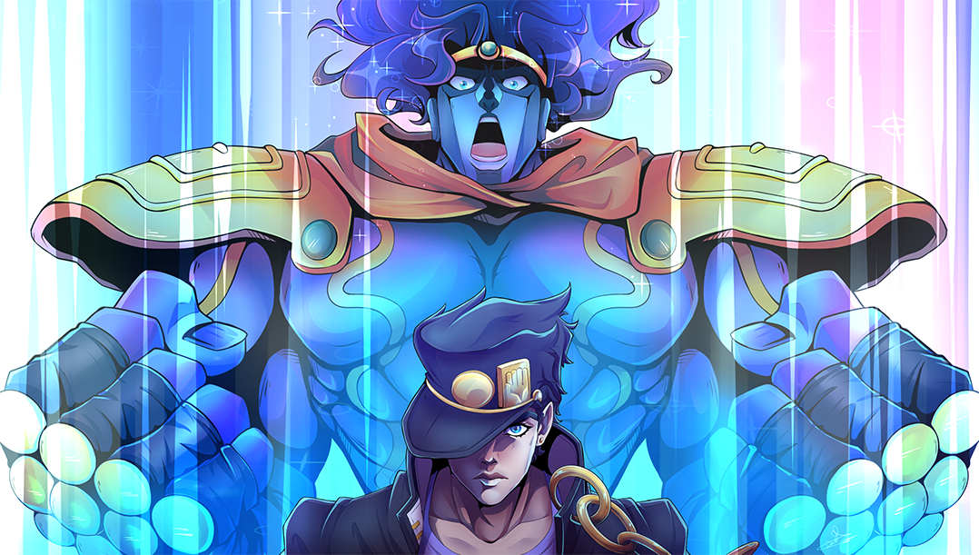 Scene from "JoJo's Bizzare Adventure" in my style 2022
